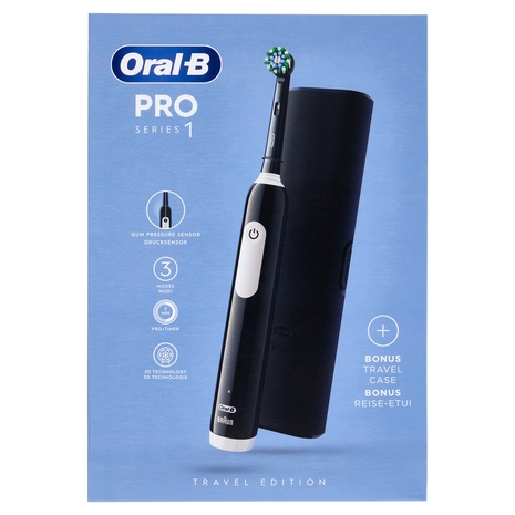 Oral-B Spazzolino Elettrico Denti Ricaricabile Pro Series 1 Black Travel Edition